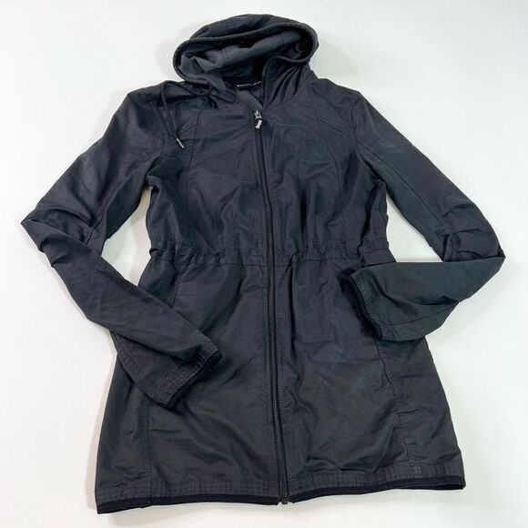 Bench Anorak Jacket Women's Small Black Hooded Full Zip Cotton Blend Windbreaker - Picture 1 of 9